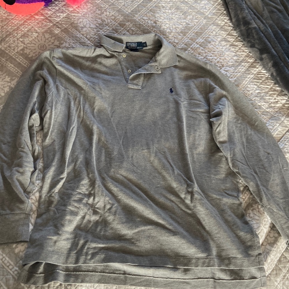 Grey long sleeve polo